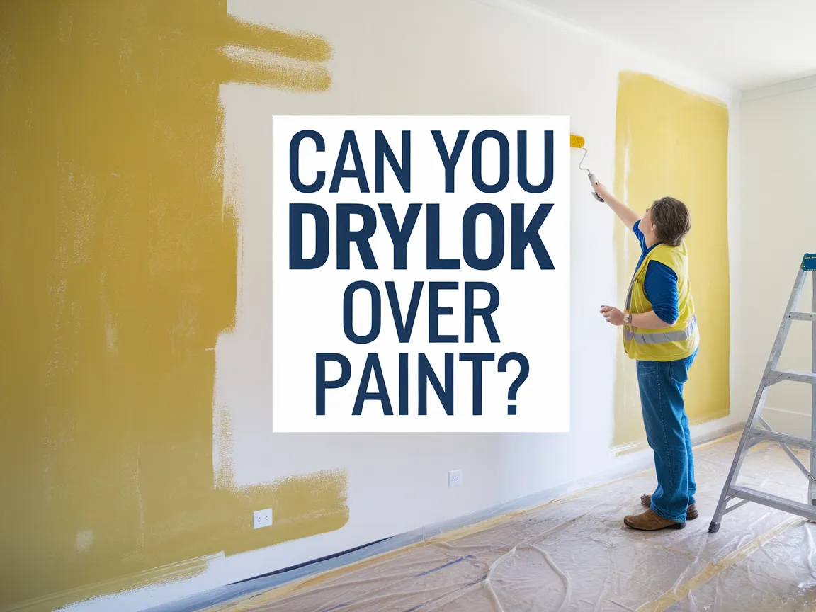 Person applying Drylok over painted wall in home renovation