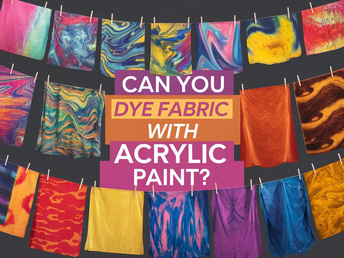 Colorful fabrics dyed with acrylic paint, illustrating the process of dyeing fabric.