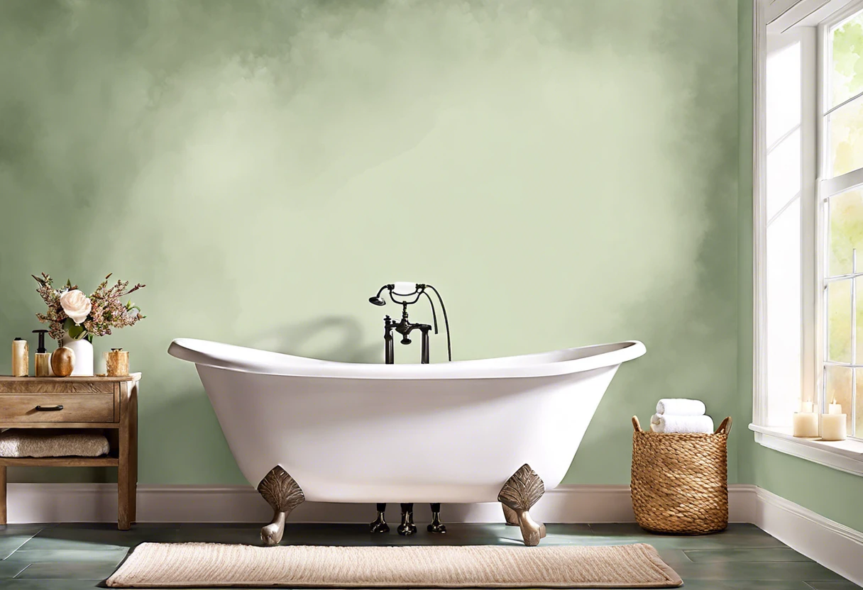 Stylish bathroom featuring eggshell paint on the walls, suitable for bathroom use.