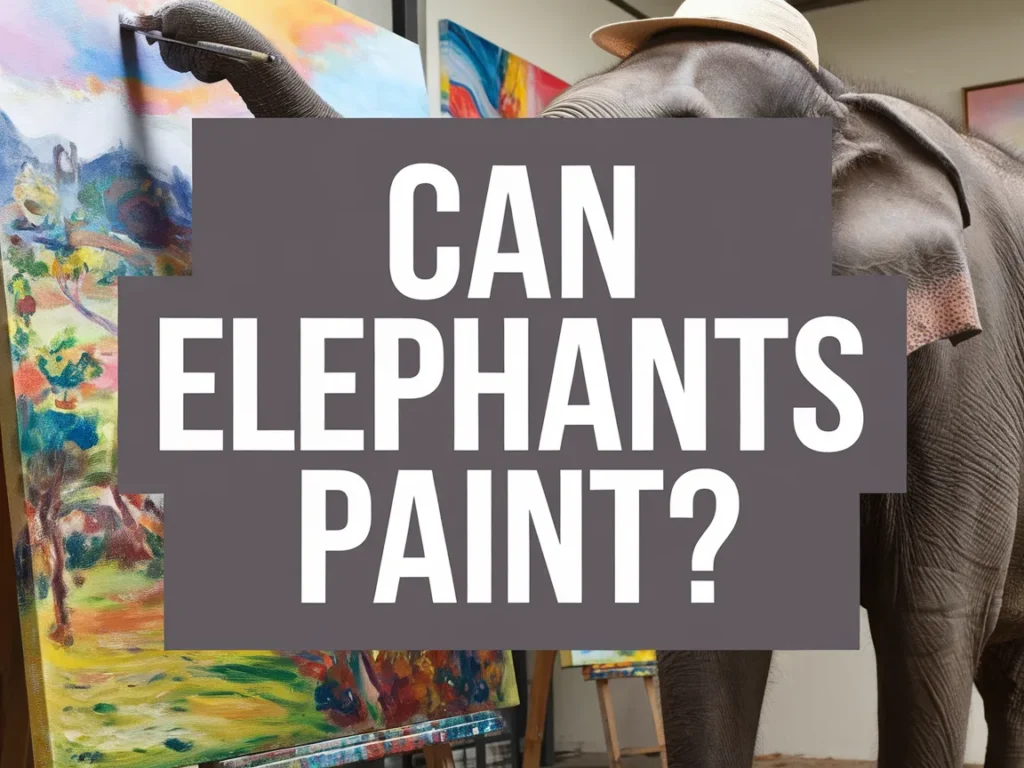 An elephant painting on a canvas, showcasing its artistic abilities related to can elephants paint.
