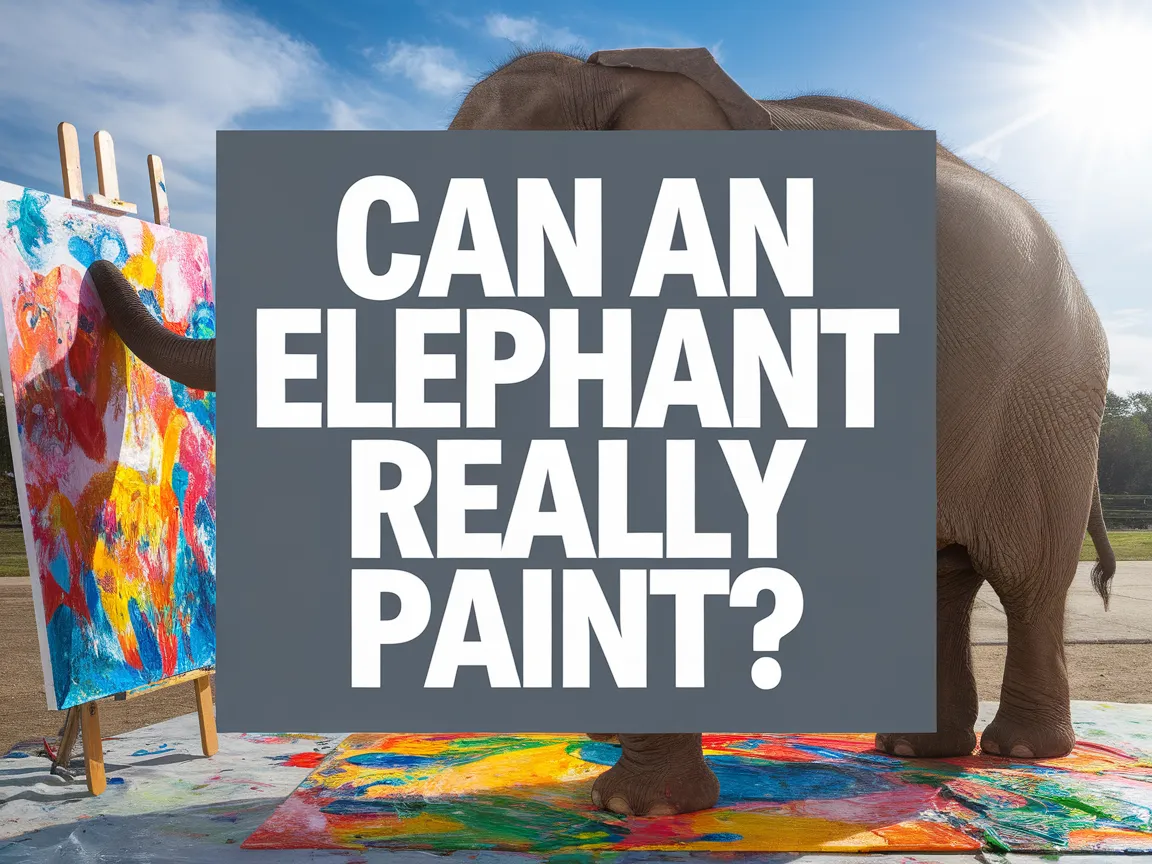 An elephant painting on an art canvas, exploring the concept of whether elephants can truly paint.