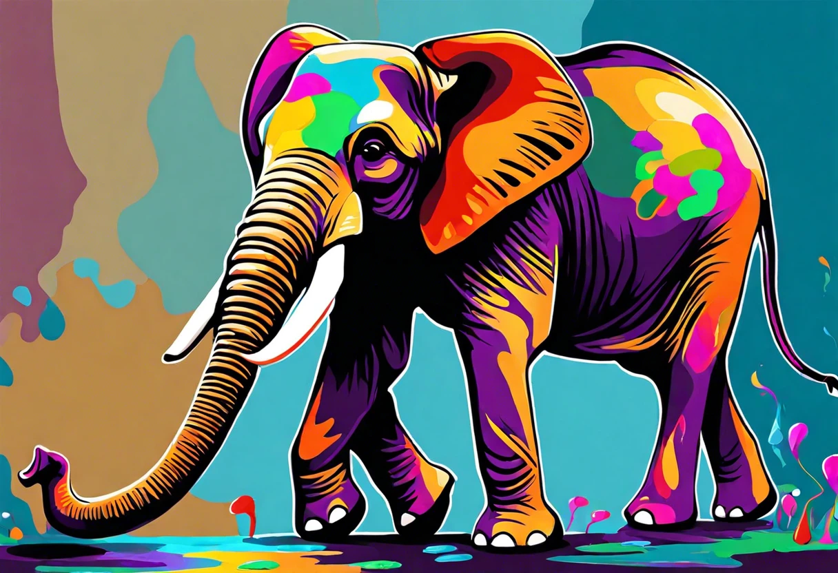 Colorful painting of an elephant illustrating artistic abilities in can an elephant paint a picture.