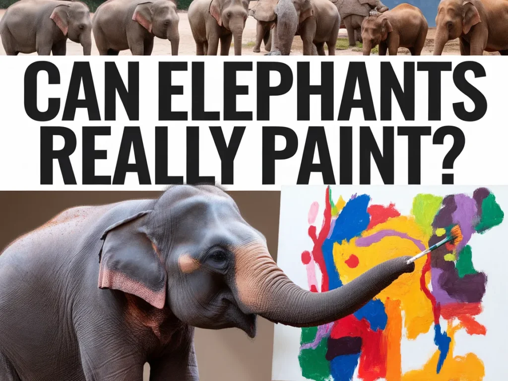 An elephant painting on a canvas, illustrating the concept of whether elephants can really paint.