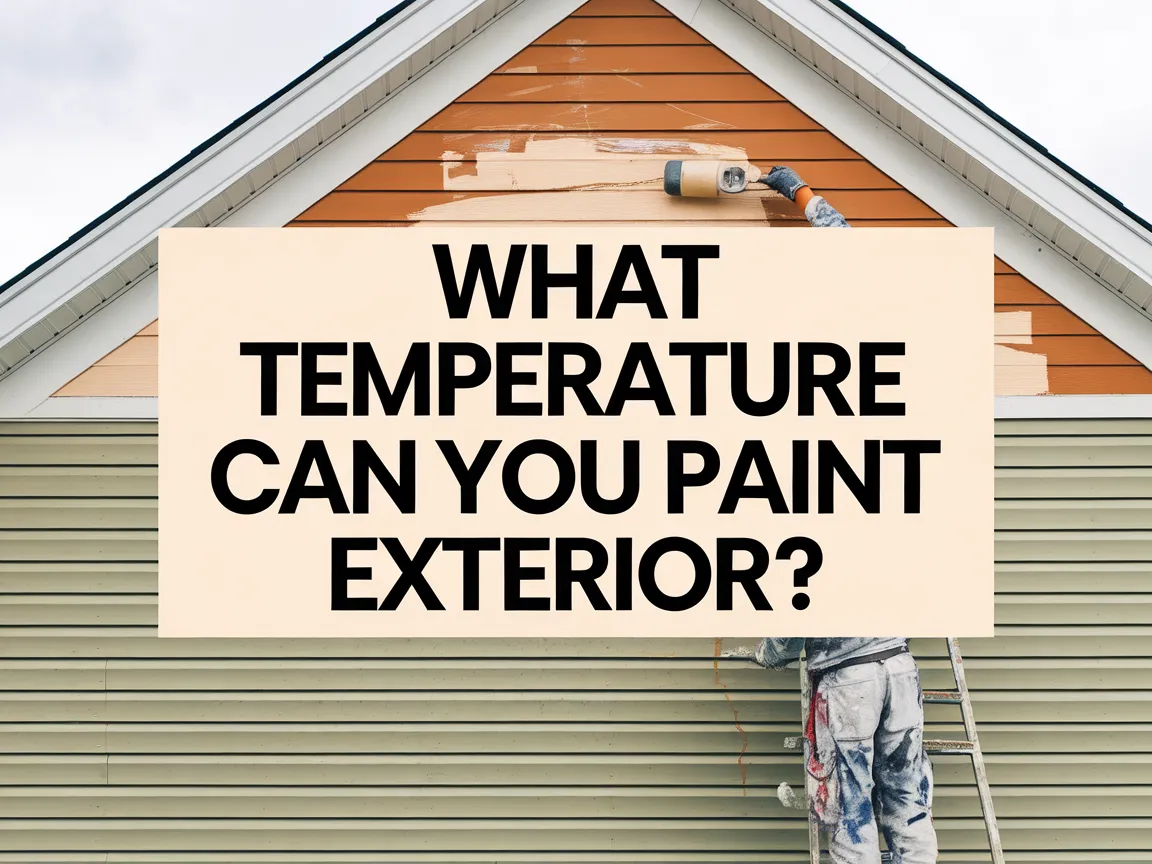 A person painting the exterior of a house, highlighting the importance of temperature for exterior painting.