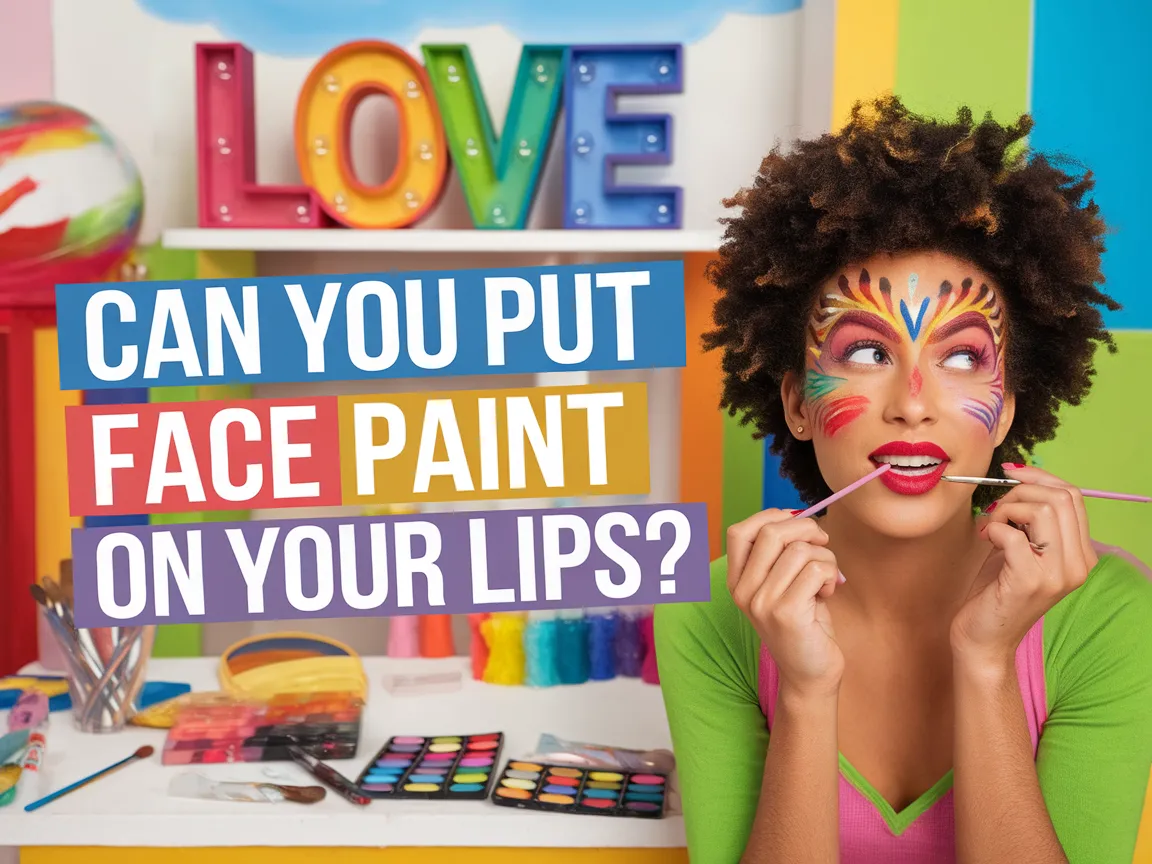 A person with colorful face paint questioning whether face paint can be applied on lips.