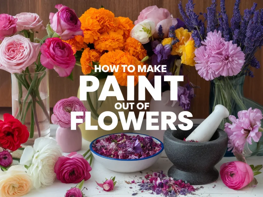 Vibrant flowers and ingredients for making paint out of flowers