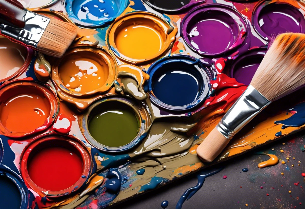 Colorful paint palette showcasing different colors and paint costs.