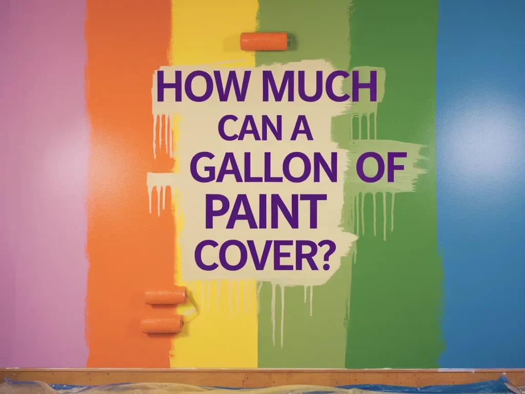 Colorful paint wall displaying the question about how much area a gallon of paint can cover
