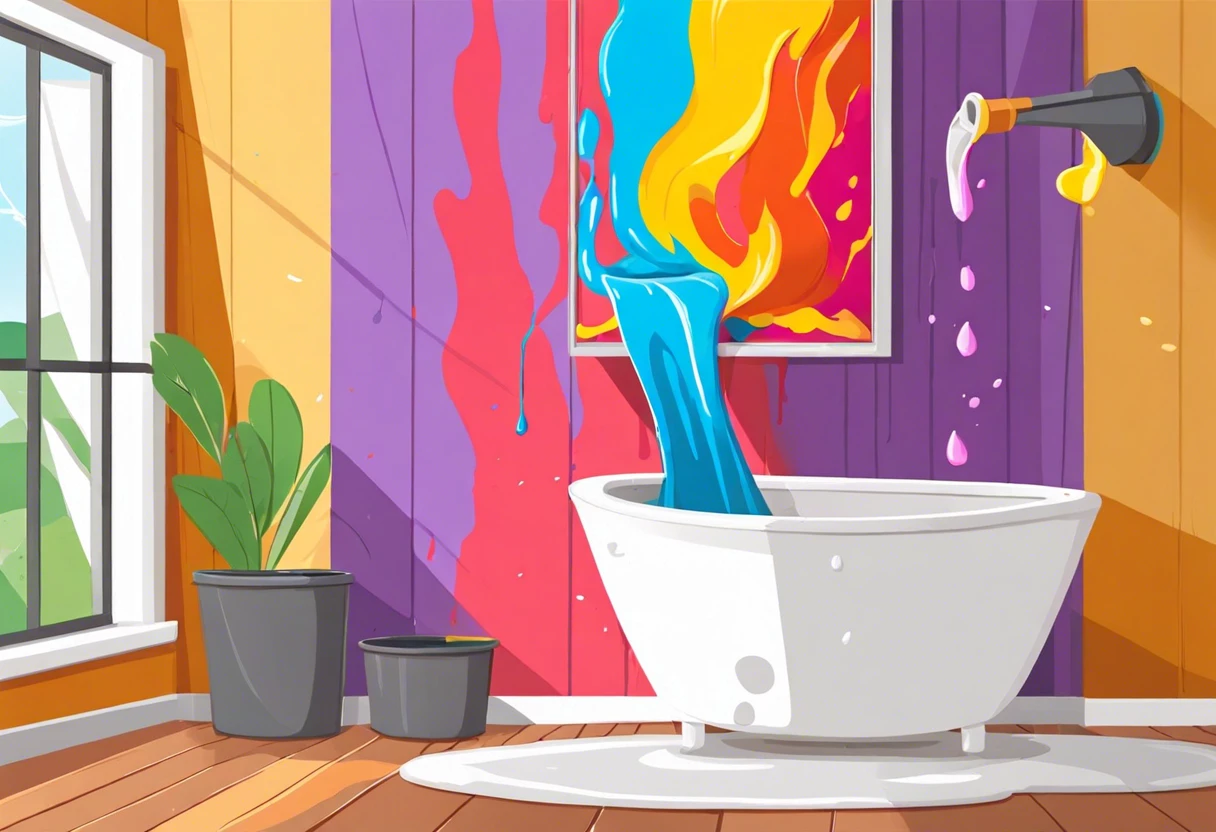 Image showing a bathtub with paint colors representing the coverage area of a gallon of paint