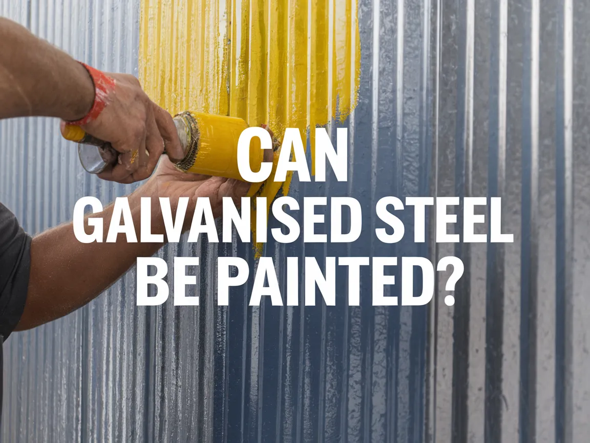 Person painting galvanized steel with yellow paint, illustrating the process of painting galvanized steel.