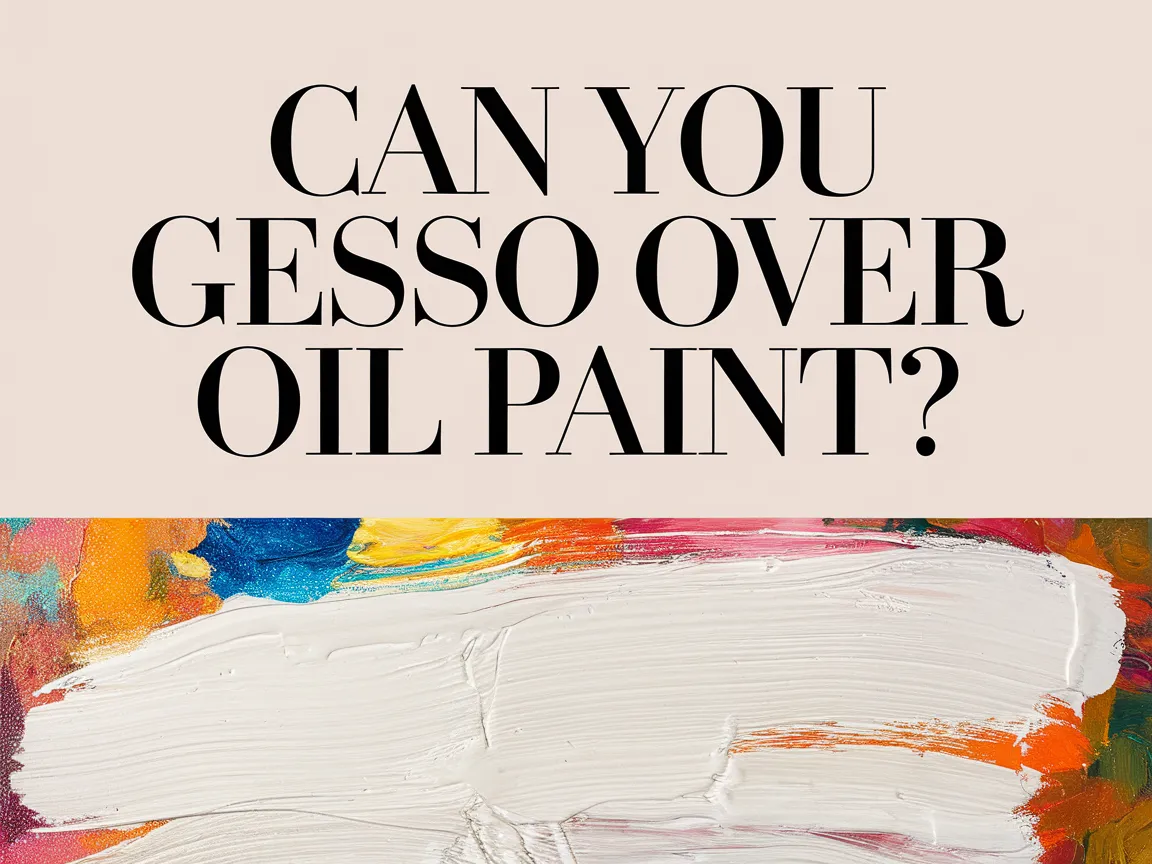 Gesso applied over colorful oil paint on canvas, illustrating the question of whether gesso can be layered over oil paint.