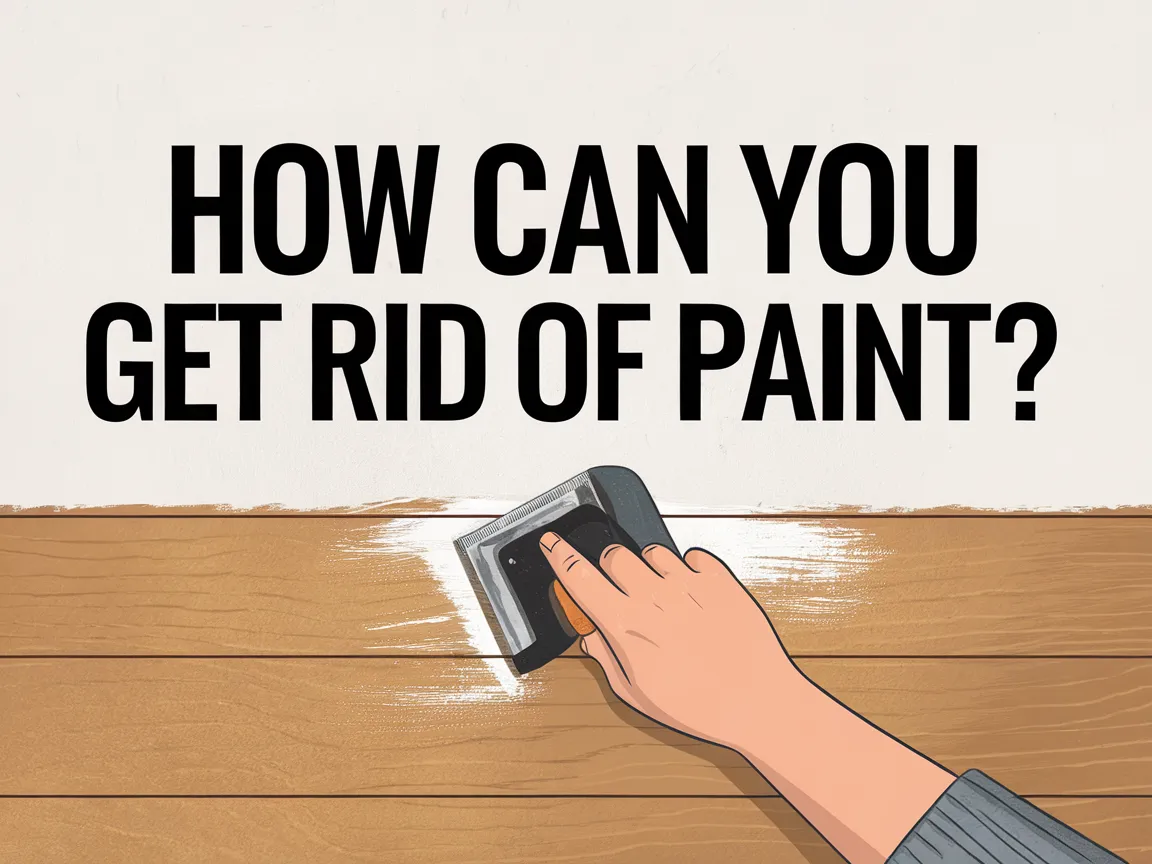 A person scraping paint off a wooden surface, illustrating methods to get rid of paint.