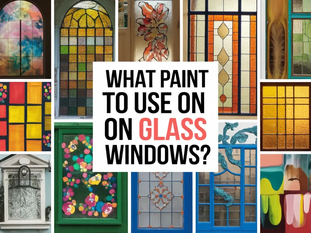Various painted glass window designs showcasing different techniques and colors for painting glass.
