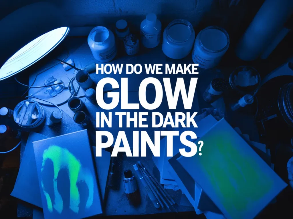 Workstation with materials and paints for making glow in the dark paints