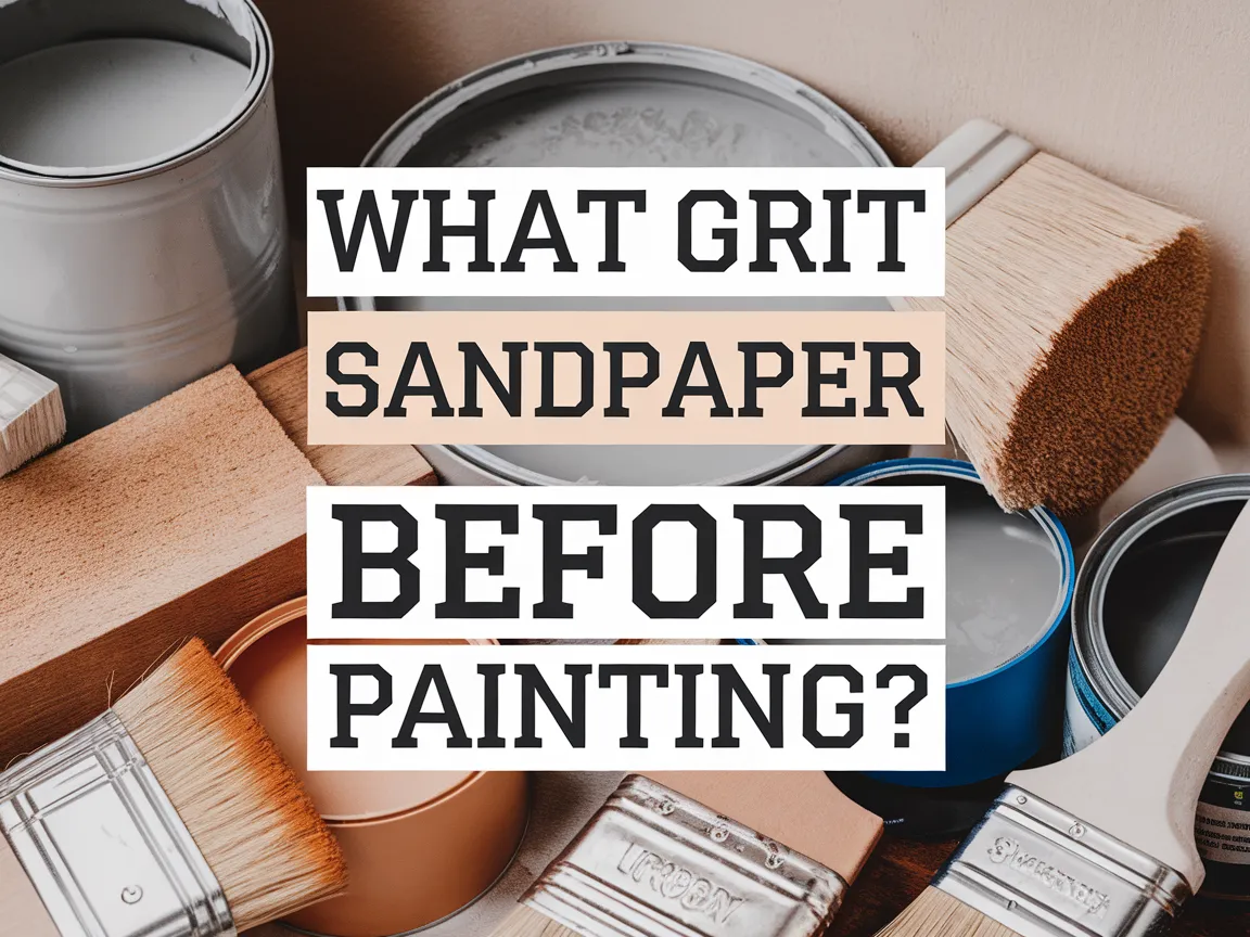 Various grit sandpapers and painting tools related to preparing surfaces before painting.