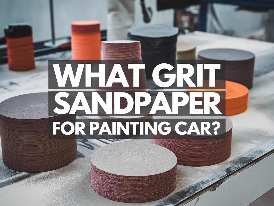 Variety of grit sandpapers suitable for painting a car, showcasing different colors and textures.