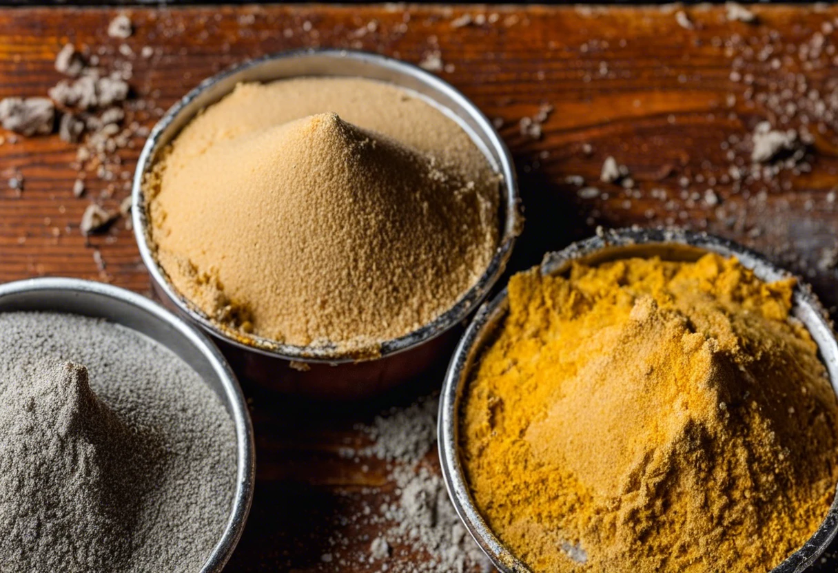 Different grits of sandpaper for paint removal, showing fine, medium, and coarse textures.