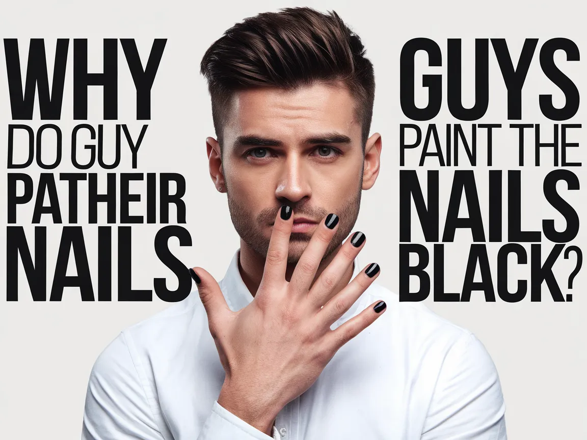 Young man with black-painted nails discussing why guys choose black nail polish