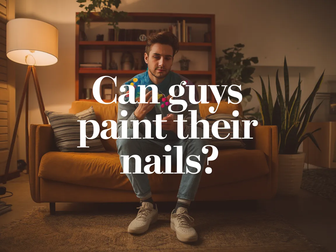 A young man sitting on a couch considering painting his nails, highlighting the topic of men and nail art.