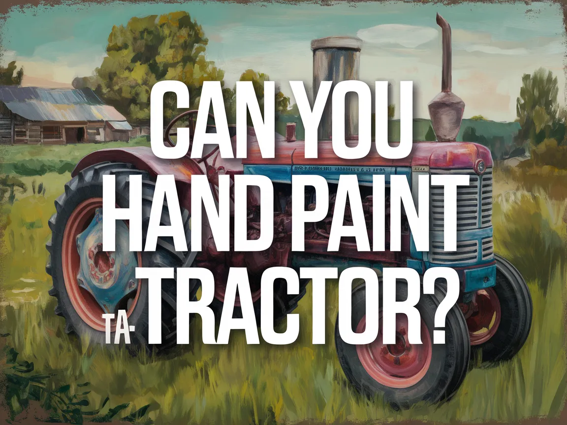 Hand painted tractor in a vibrant field, emphasizing the DIY approach to painting a tractor.