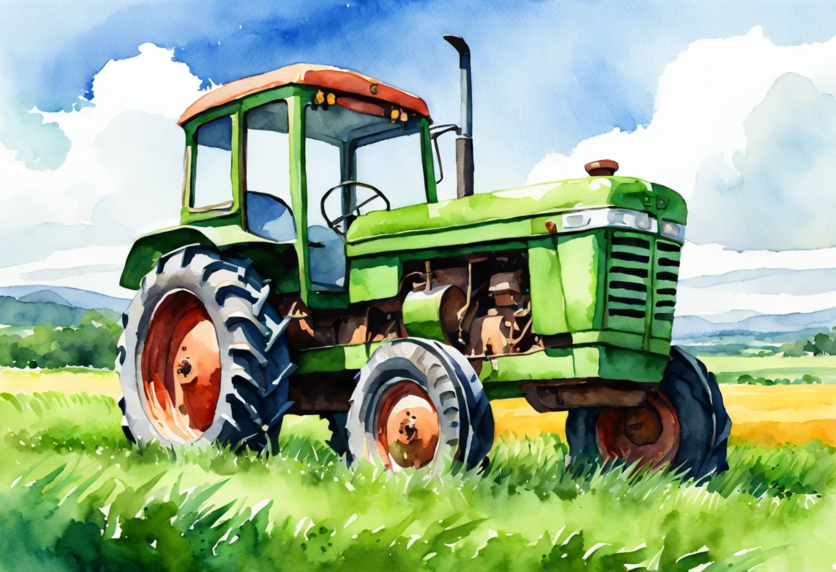 A beautifully hand-painted green tractor showcasing the art of tractor painting.