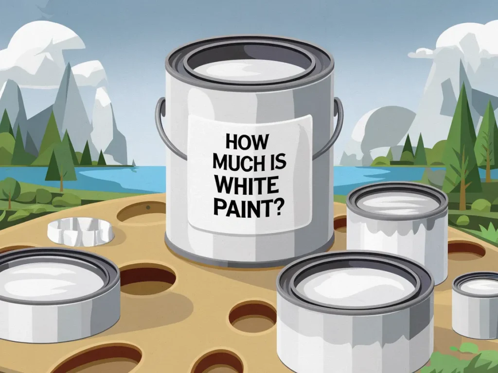 Image of paint cans asking 'How Much Is White Paint?' related to the cost of white paint.