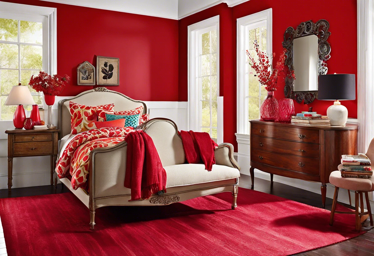 Vibrant red room showcasing walls and decor that demonstrate the beauty of red paint