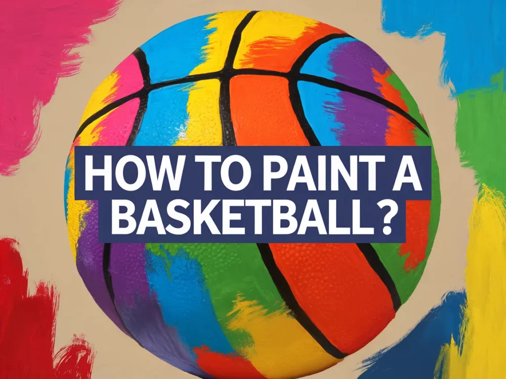 Colorful basketball with artistic paint strokes demonstrating how to paint a basketball.