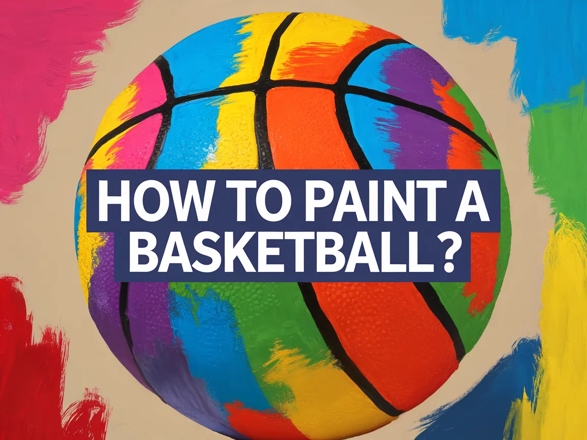 Colorful basketball with artistic paint strokes demonstrating how to paint a basketball.
