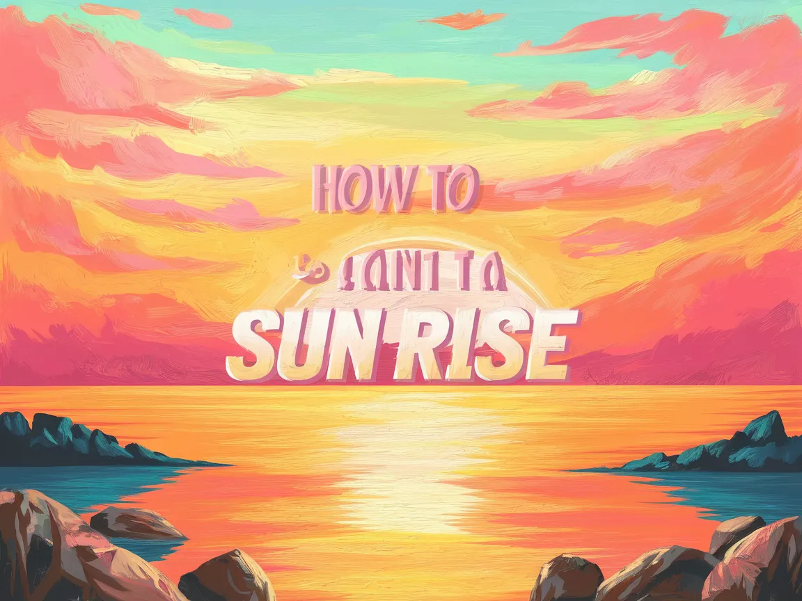 A beautifully painted sunrise over the ocean with vibrant colors, depicting how to paint a sunrise.