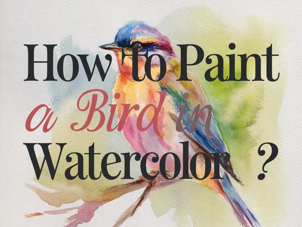 Illustration of a colorful bird in watercolor style for painting tutorial