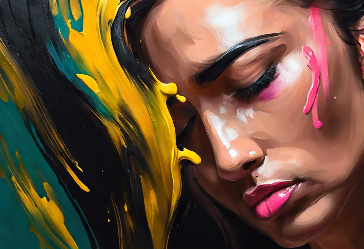 Close-up of a painted face with vibrant colors, illustrating the potential issues of blurriness in Ibis Paint.