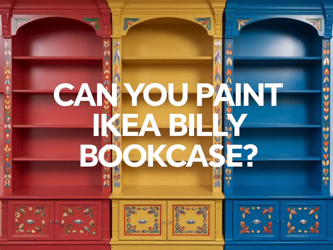 Colorfully painted Ikea Billy bookcase with various vibrant colors