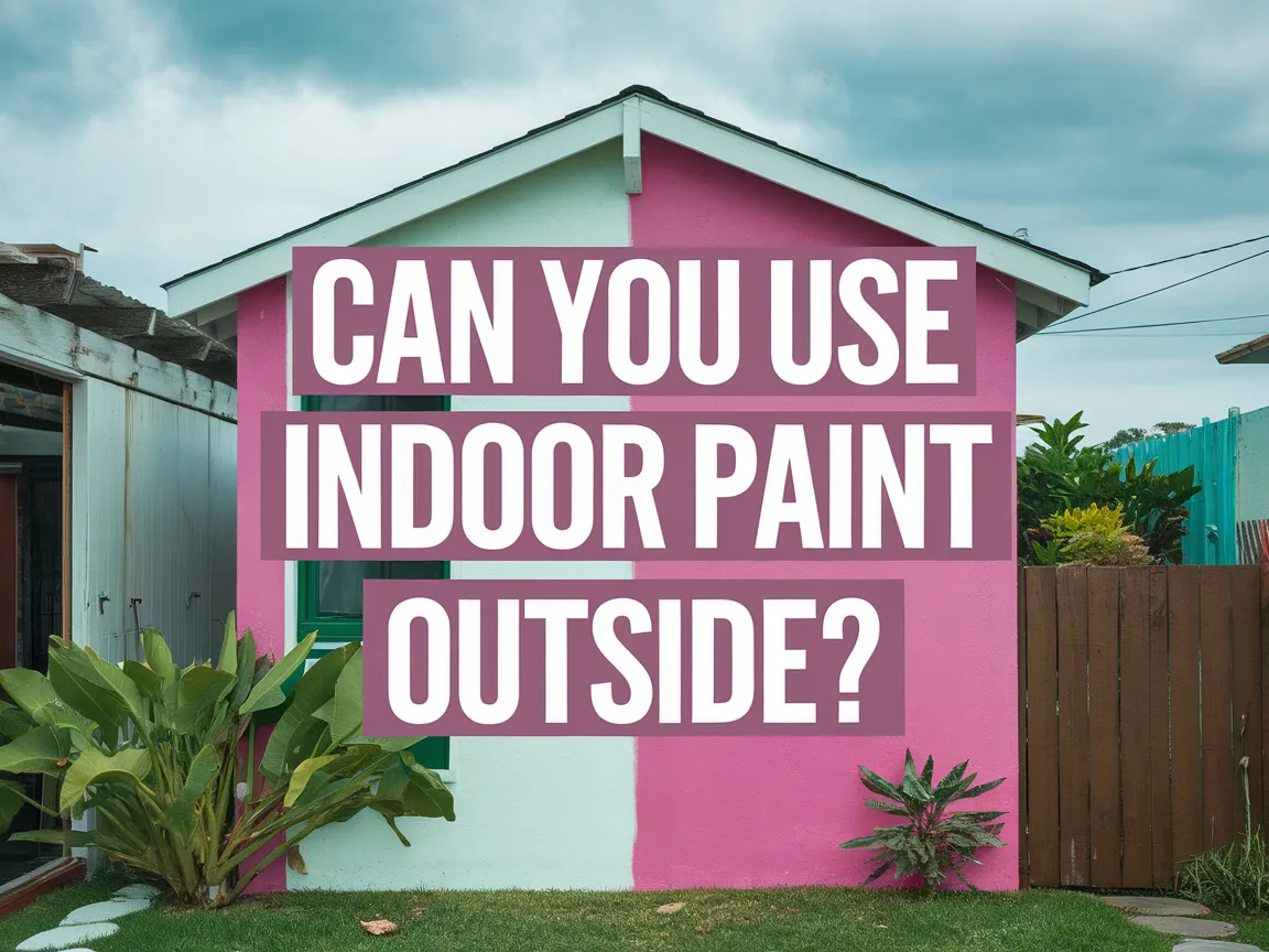 A colorful house with a question about indoor paint use outside.