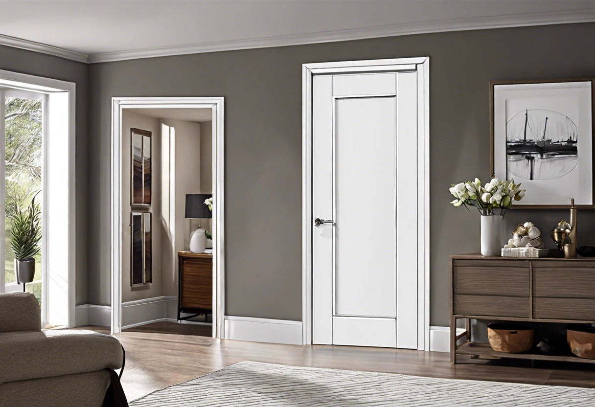 Modern interior doors painted white, showcasing color options for interior doors.