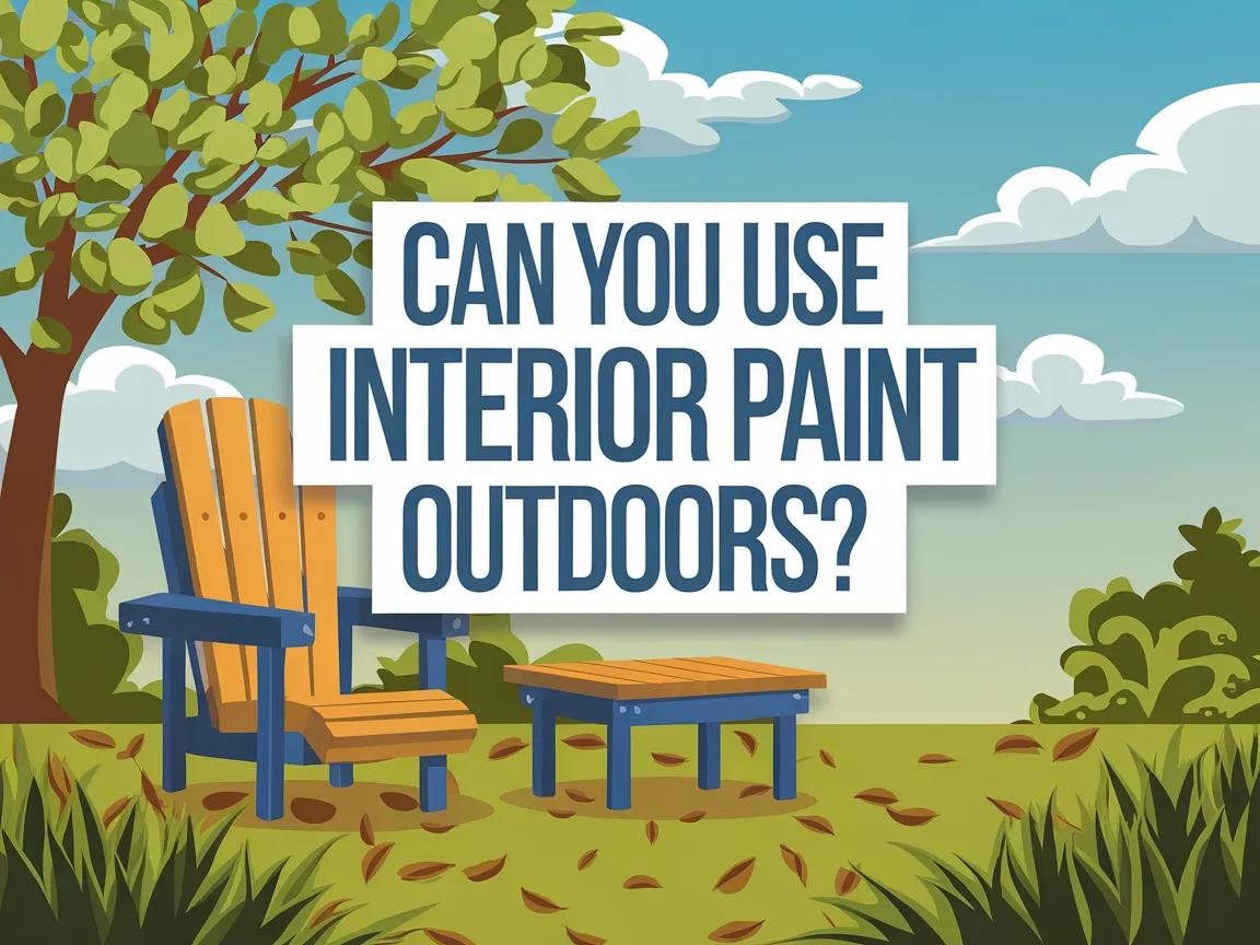 Illustration questioning if you can use interior paint outdoors with an outdoor setting.