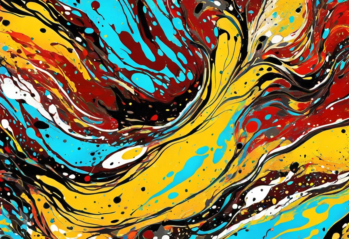 Abstract expressionist painting by Jackson Pollock showcasing vibrant colors and dynamic patterns, related to Jackson Pollock paintings cost.