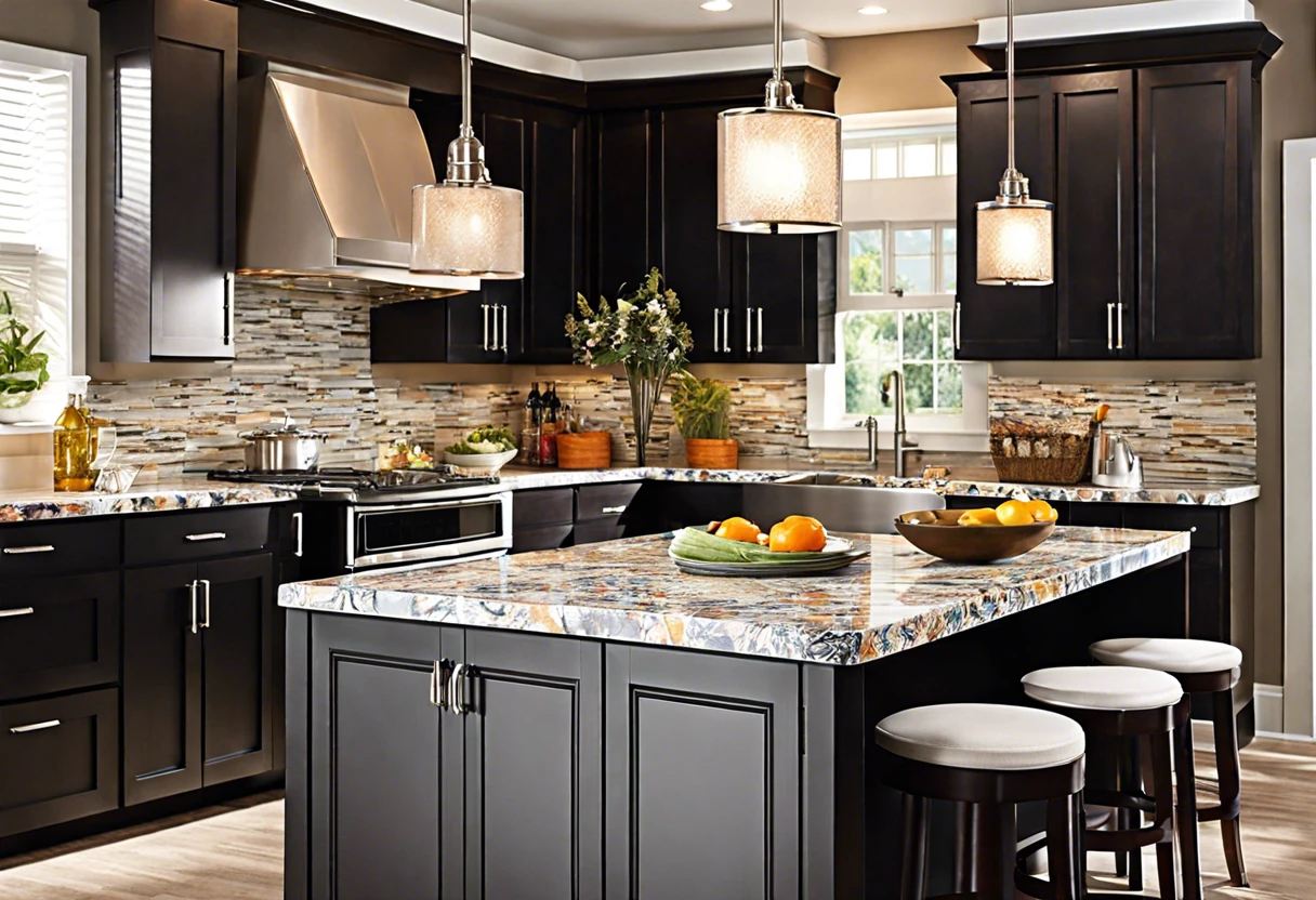 A beautifully renovated kitchen featuring a painted laminate countertop, showcasing the potential of DIY countertop painting.
