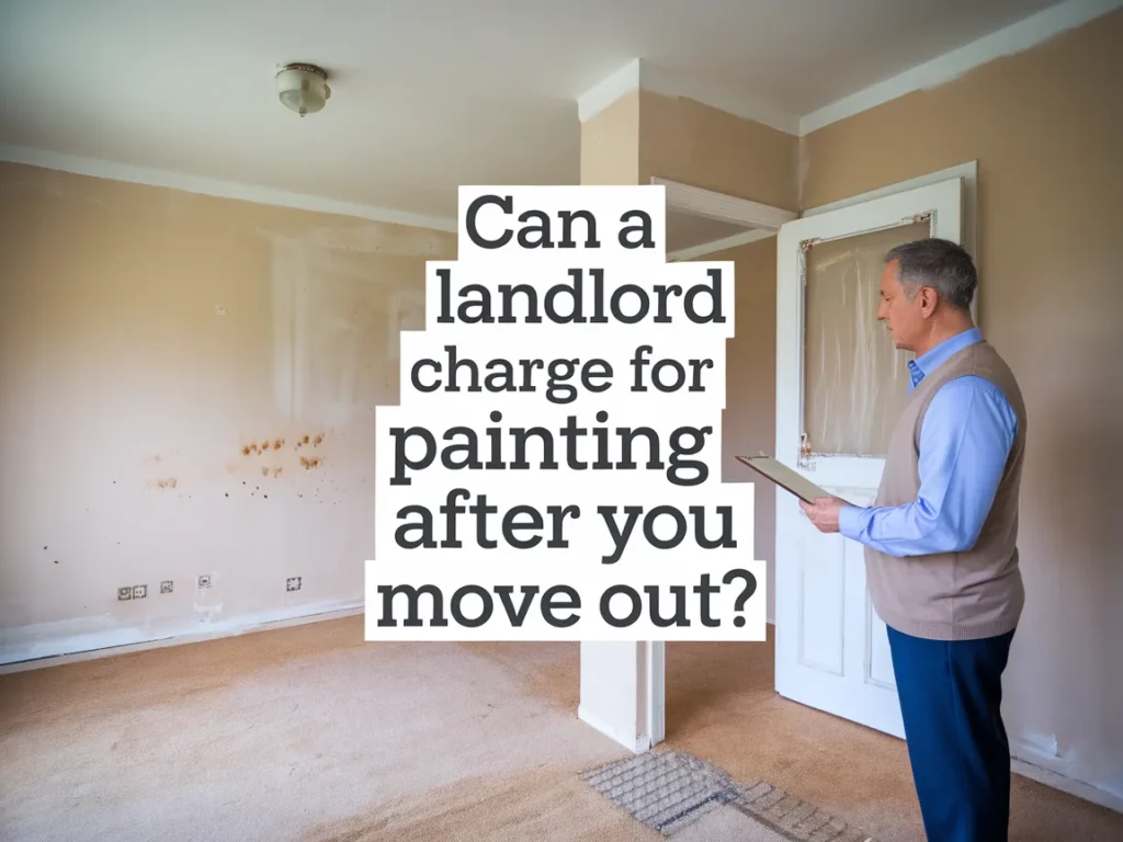 A landlord inspecting a wall for damages and considering painting charges after tenant move out.