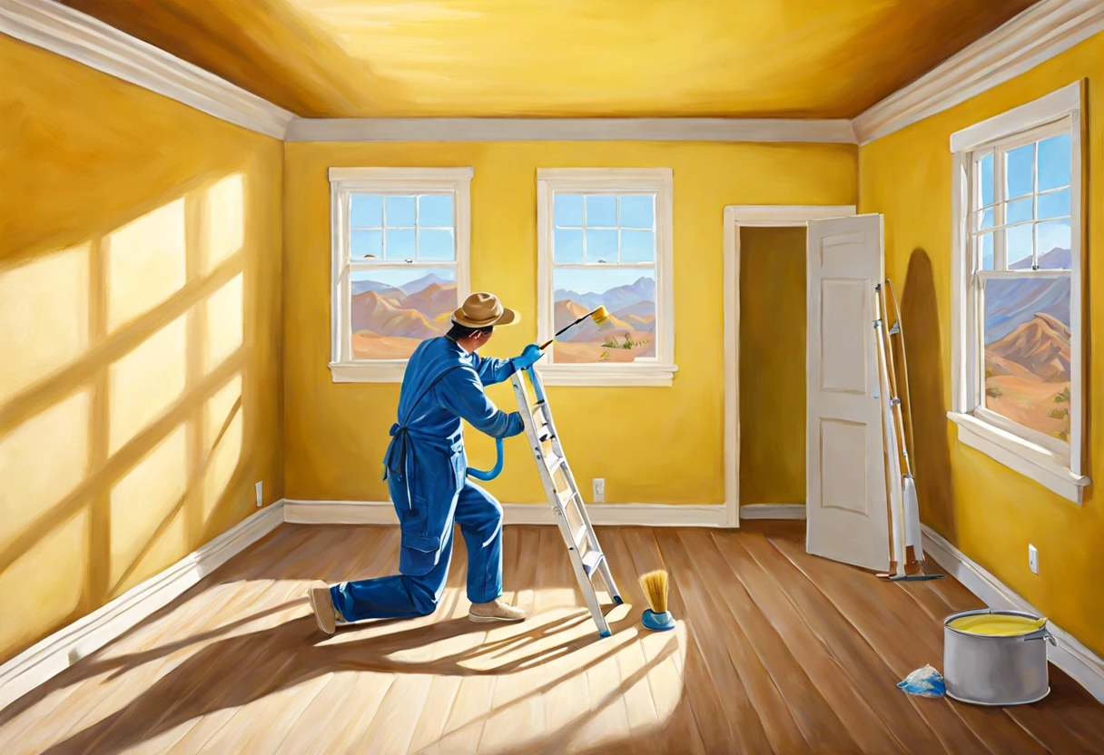 Person painting a room in California, highlighting tenant responsibilities regarding painting.