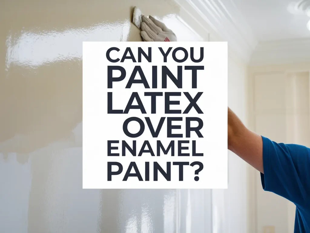 Person painting latex over enamel paint, illustrating the question of compatibility.