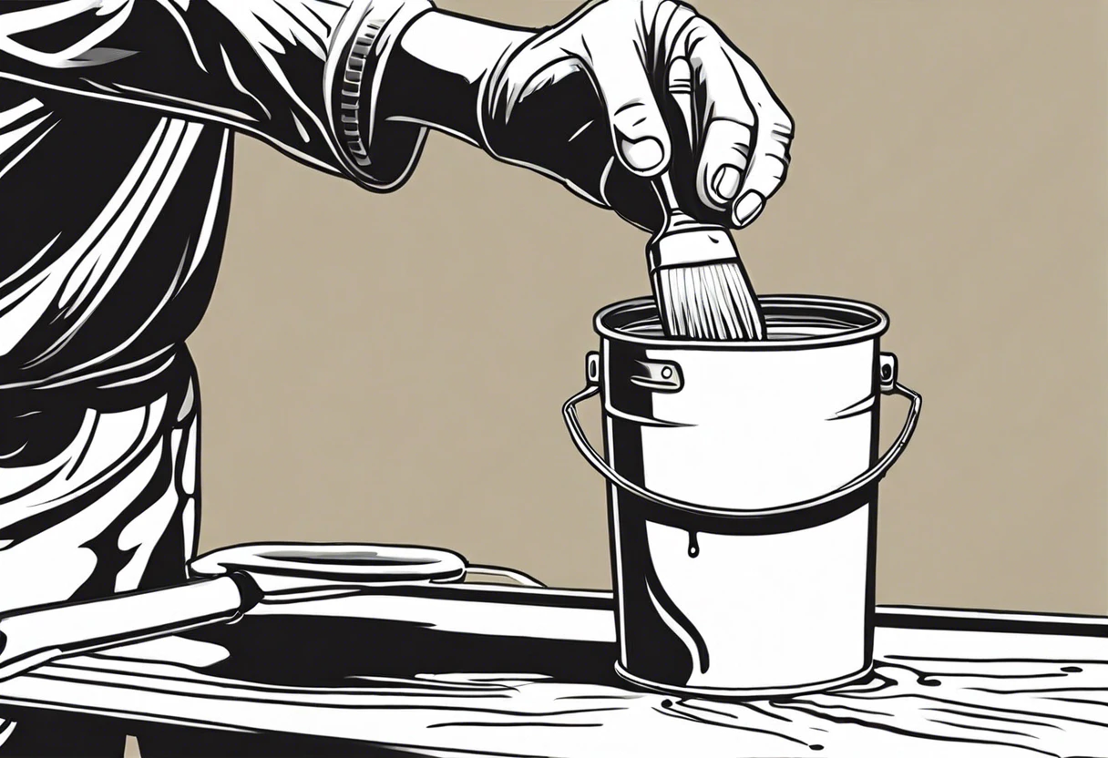 Person applying latex paint with a brush over a can, relevant to the topic of painting over oil-based paint.