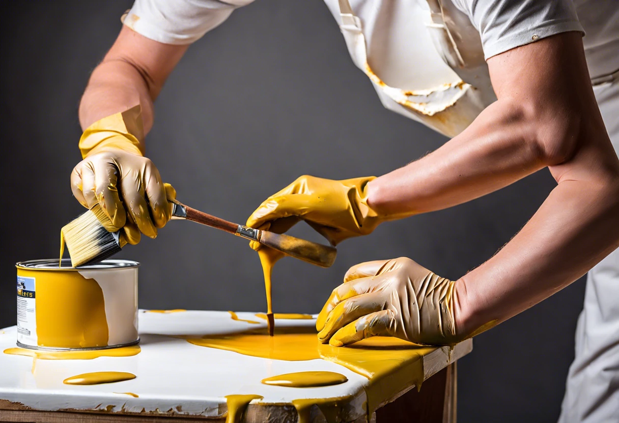 Person using a brush to apply latex paint over a surface primed with oil-based primer.