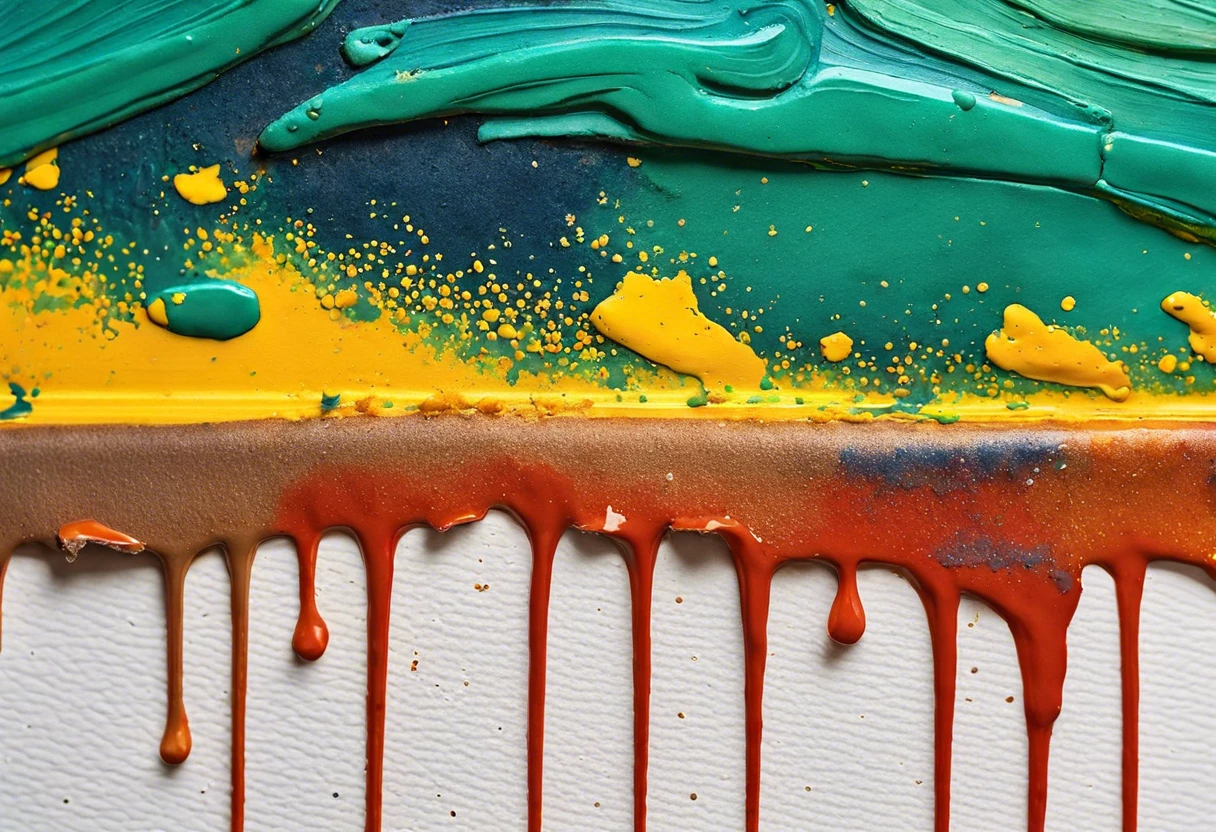 Colorful lead paint drips on a surface, highlighting the risks of sanding lead paint.