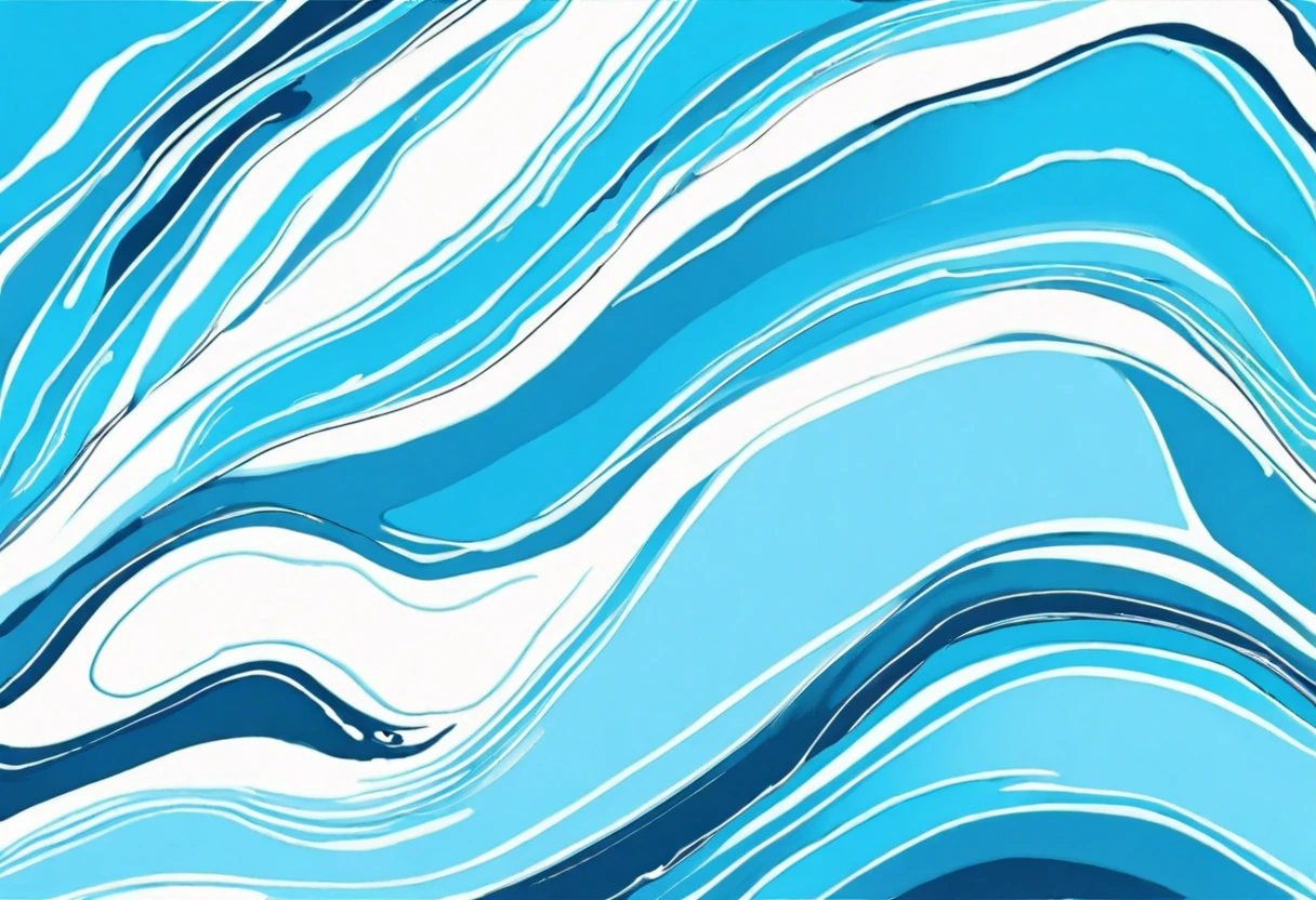 Swirls of light blue paint demonstrating the mixing process for creating light blue paint.