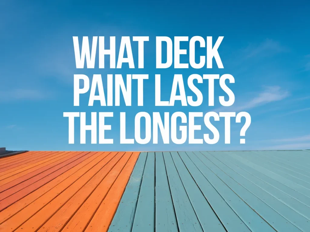 Colorful deck painted with long-lasting paint showcasing orange and teal colors.
