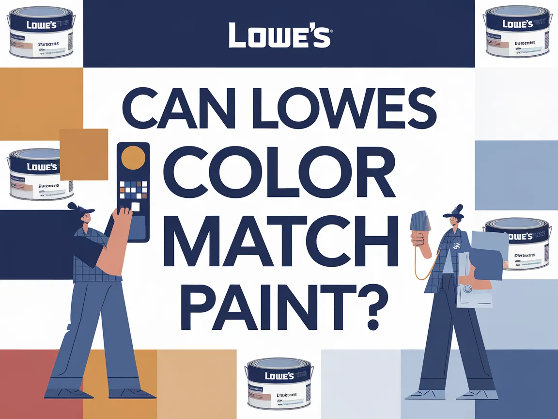 Illustration depicting Lowe's paint cans and color matching tools, relevant to the topic of can Lowes color match paint.