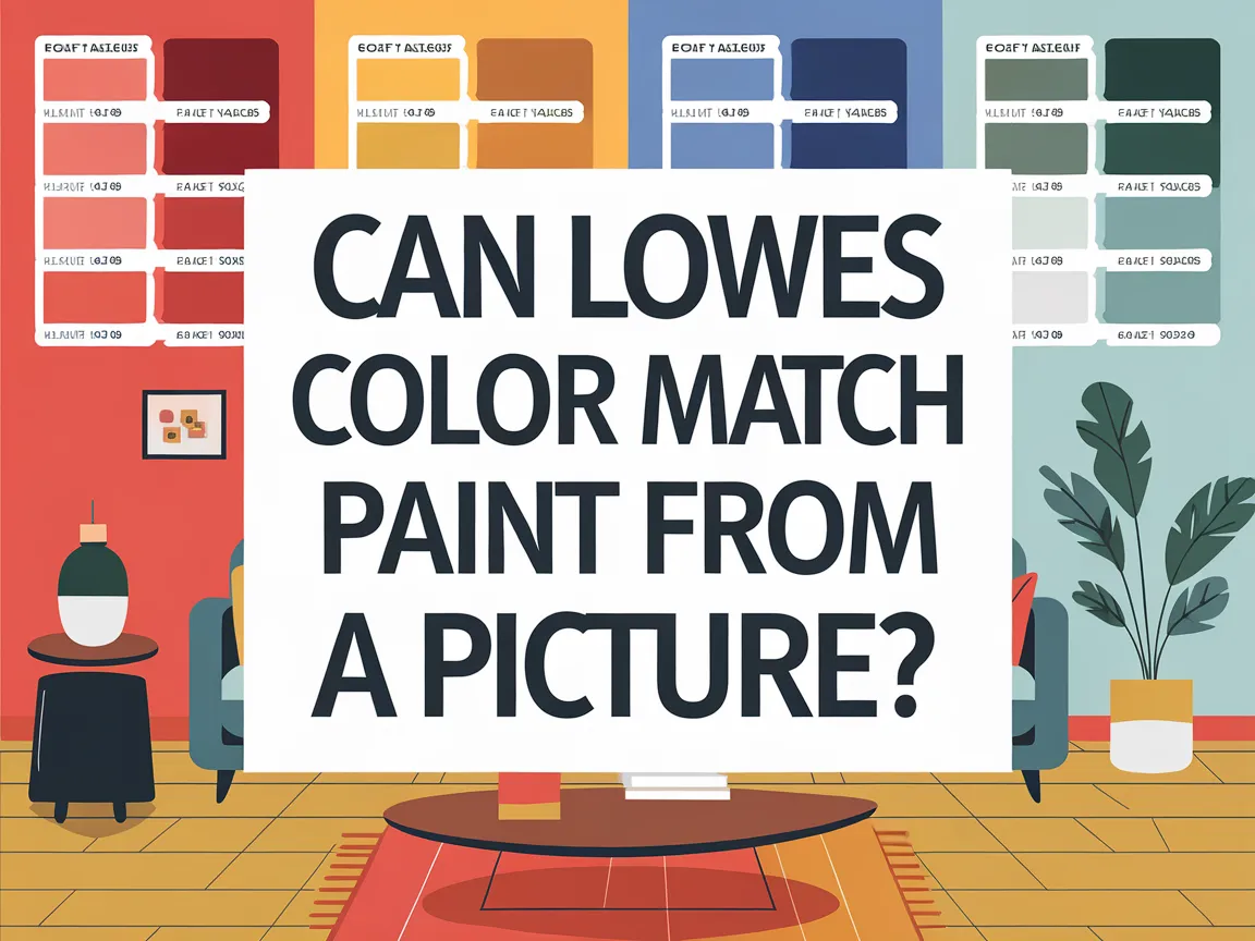 A question about color matching paint at Lowes with various paint samples in the background.