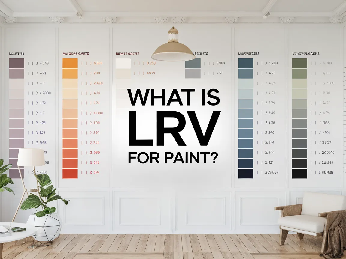 Color swatches and LRV scale for paint, demonstrating the concept of Light Reflectance Value (LRV).