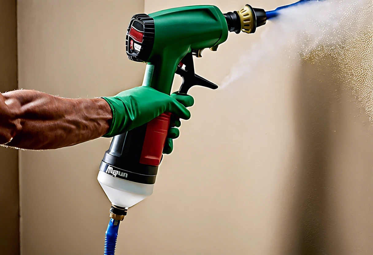 Person using a Magnum X7 paint sprayer to paint a wall effectively